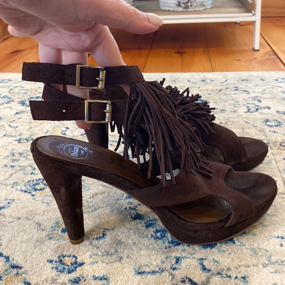 Jeffrey Campbell Suede fringe platforms